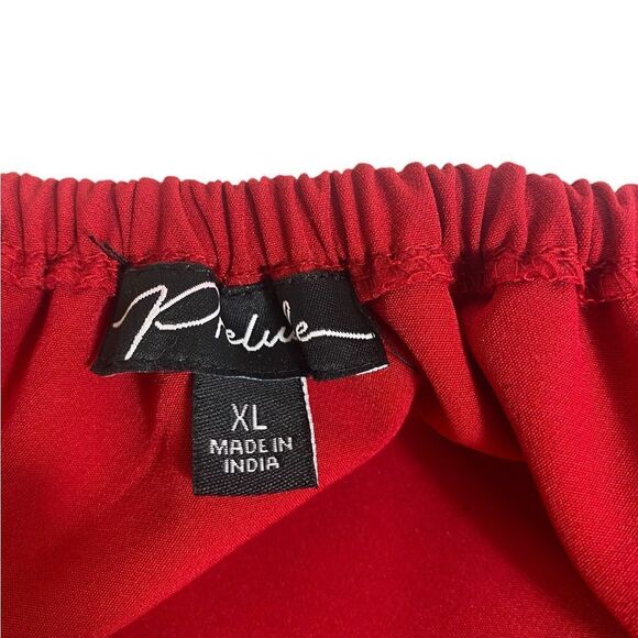 Elegant Red Women's Top Prelude XL off the shoulder ruched sleeves - Picture 6 of 10